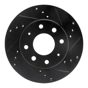 Dodge Colt Brake Rotor (1) - Front Right - R1 Concepts - Drilled & Slotted - Black - `88-`07